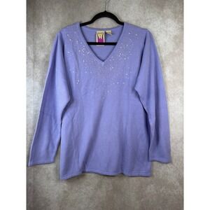 NWOT Antthony Original‎ V Neck Long Sleeve  Sweater Lilac Sequin Women's Medium